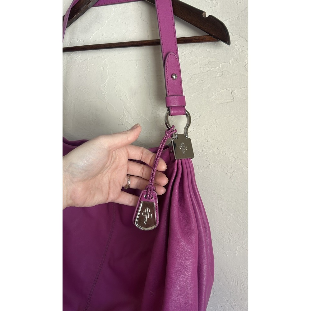 Cole Haan Parker Hobo Cornelia Shoulder Bag Large Beet Pink Purple Leather Purse - Picture 3 of 13
